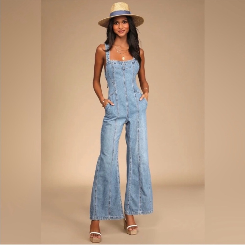 Free People Kendra XS denim jumpsuit NWT